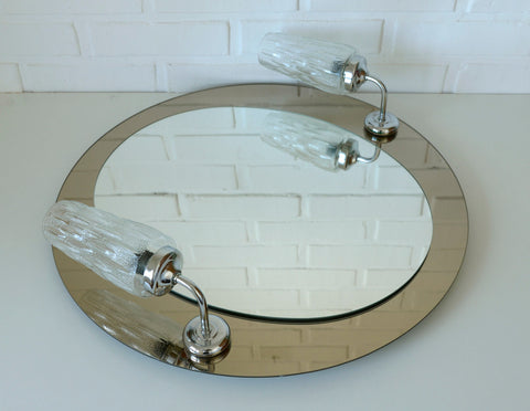 Vintage Hollywood Regency Vanity Mirror: German Chrome & Glass, 1980s