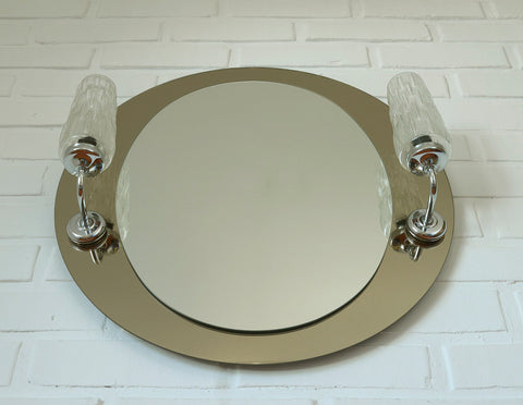 Vintage Hollywood Regency Vanity Mirror: German Chrome & Glass, 1980s
