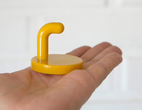 Vintage Yellow Plastic Coat Hook: Mid Century Modern Wall Decor