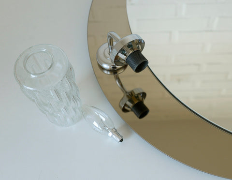 Vintage Hollywood Regency Vanity Mirror: German Chrome & Glass, 1980s
