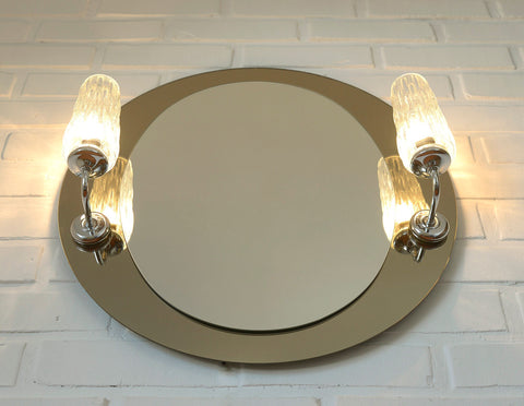 Vintage Hollywood Regency Vanity Mirror: German Chrome & Glass, 1980s