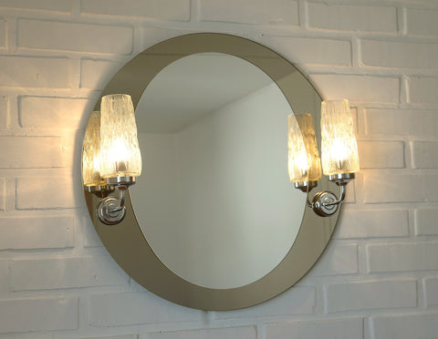 Vintage Hollywood Regency Vanity Mirror: German Chrome & Glass, 1980s