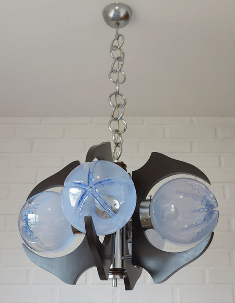 Mazzega Murano Glass Pendant Light: Brutalist Sputnik MCM Chandelier