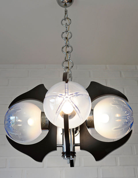 Mazzega Murano Glass Pendant Light: Brutalist Sputnik MCM Chandelier