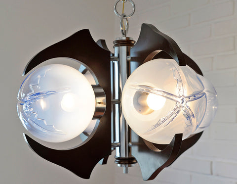Mazzega Murano Glass Pendant Light: Brutalist Sputnik MCM Chandelier