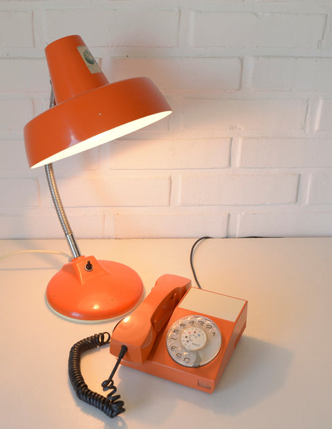 Vintage Orange Phone / Working Rotary Retro Telephone / Iskra Yugoslavia 1970's / Mid Century Modern Office