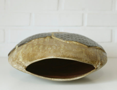 Large Mid-Century Modern Lava Glaze Vase: German Vintage Pottery