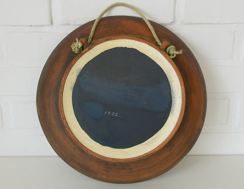 Vintage Ceramic Wall Mirror: Handmade Rustic Decor, Yugoslavia 1970s