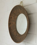 Vintage Ceramic Wall Mirror: Handmade Rustic Decor, Yugoslavia 1970s