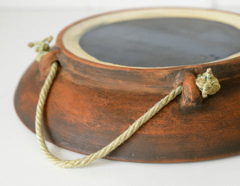 Vintage Ceramic Wall Mirror: Handmade Rustic Decor, Yugoslavia 1970s