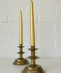 Vintage Brass Candlestick Holders: Handmade Norwegian Decor, Set of 2