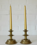 Vintage Brass Candlestick Holders: Handmade Norwegian Decor, Set of 2
