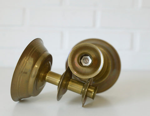 Vintage Brass Candlestick Holders: Handmade Norwegian Decor, Set of 2