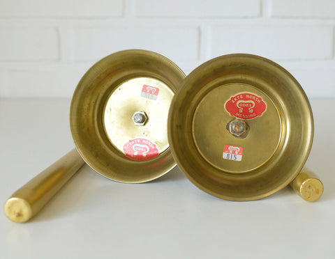 Vintage Brass Candlestick Holders: Handmade Norwegian Decor, Set of 2