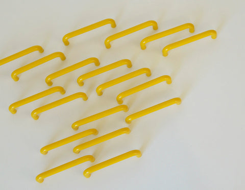 Vintage Yellow Plastic Drawer Pull: Mid-Century Modern Cabinet Handle