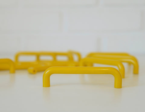 Vintage Yellow Plastic Drawer Pull: Mid-Century Modern Cabinet Handle