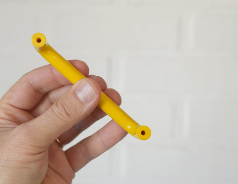 Vintage Yellow Plastic Drawer Pull: Mid-Century Modern Cabinet Handle