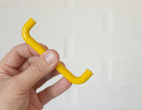 Vintage Yellow Plastic Drawer Pull: Mid-Century Modern Cabinet Handle