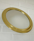 Vintage Brass Vanity Mirror: Adjustable Round Wall Mirror, Italy 1970s