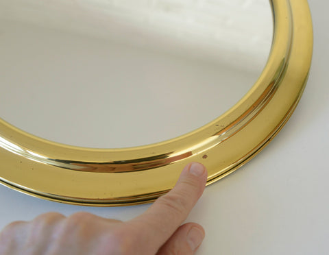 Vintage Brass Vanity Mirror: Adjustable Round Wall Mirror, Italy 1970s