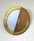 Vintage Brass Vanity Mirror: Adjustable Round Wall Mirror, Italy 1970s