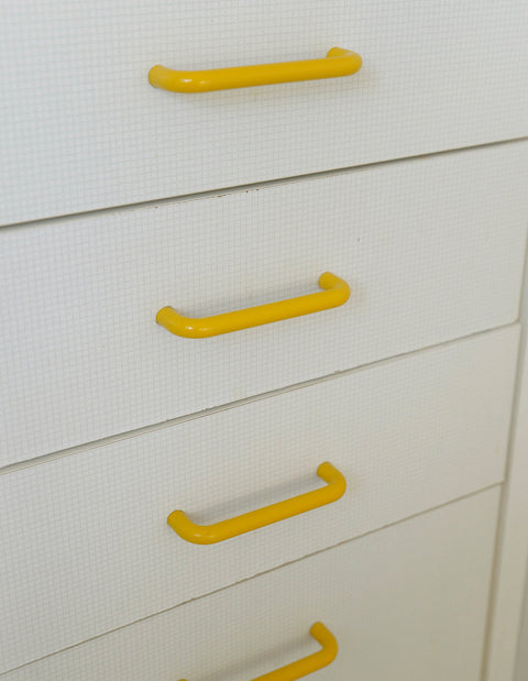 Vintage Yellow Plastic Drawer Pull: Mid-Century Modern Cabinet Handle
