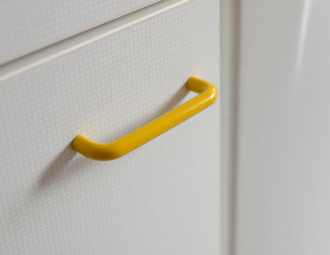 Vintage Yellow Plastic Drawer Pull: Mid-Century Modern Cabinet Handle