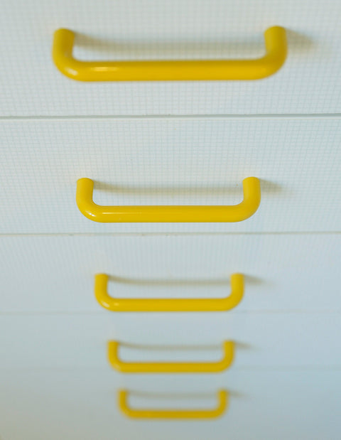 Vintage Yellow Plastic Drawer Pull: Mid-Century Modern Cabinet Handle