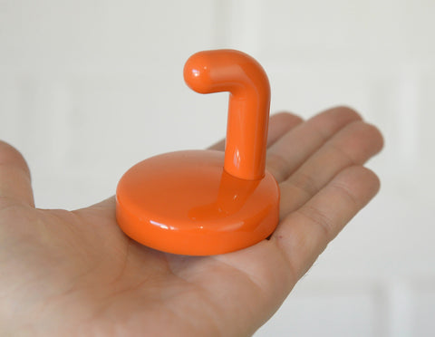 Vintage Orange Plastic Coat Hook: Mid Century Modern Wall Decor (NOS)