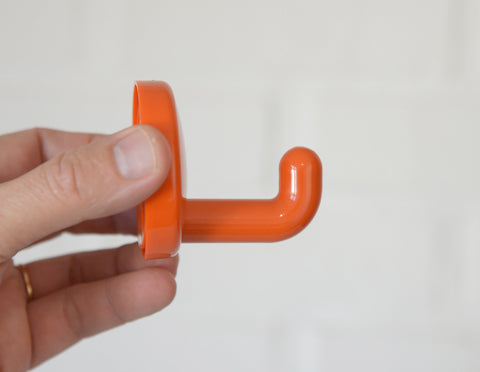 Vintage Orange Plastic Coat Hook: Mid Century Modern Wall Decor (NOS)