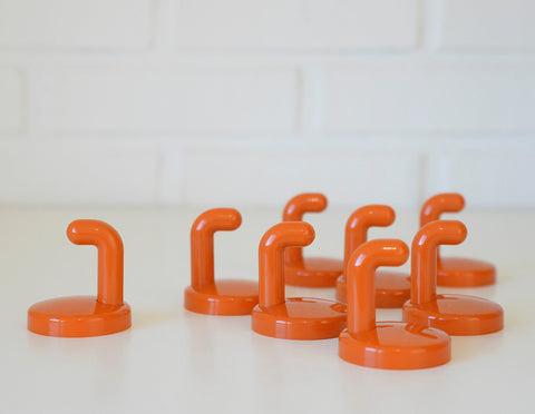 Vintage Orange Plastic Coat Hook: Mid Century Modern Wall Decor (NOS)