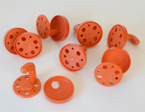 Vintage Orange Plastic Coat Hook: Mid Century Modern Wall Decor (NOS)