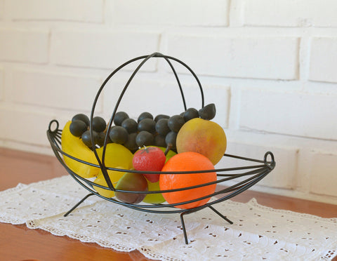 Vintage Metal Wire Fruit Basket: Mid Century Coffee Table Decor