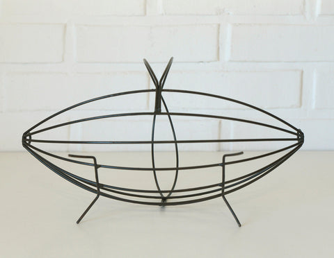 Vintage Metal Wire Fruit Basket: Mid Century Coffee Table Decor