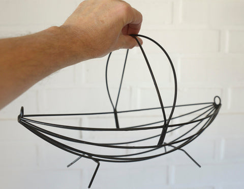 Vintage Metal Wire Fruit Basket: Mid Century Coffee Table Decor
