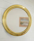 Vintage Brass Vanity Mirror: Adjustable Round Wall Mirror, Italy 1970s