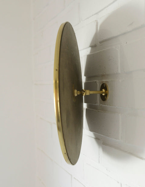 Vintage Brass Vanity Mirror: Adjustable Round Wall Mirror, Italy 1970s
