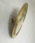 Vintage Brass Vanity Mirror: Adjustable Round Wall Mirror, Italy 1970s