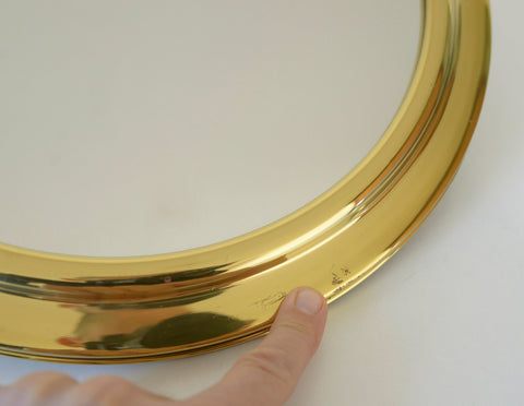 Vintage Brass Vanity Mirror: Adjustable Round Wall Mirror, Italy 1970s