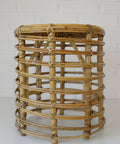 Vintage Bamboo Stool / Rattan Plant Stand / Mid Century Wicker Side Table / Small Coffee Table