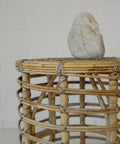 Vintage Bamboo Stool / Rattan Plant Stand / Mid Century Wicker Side Table / Small Coffee Table