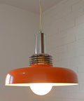 Orange Mid Century Modern Pendant Lamp: Space Age Lighting, 1980s Retro Chandelier