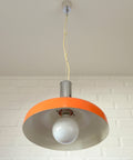 Orange Mid Century Modern Pendant Lamp: Space Age Lighting, 1980s Retro Chandelier