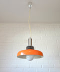 Orange Mid Century Modern Pendant Lamp: Space Age Lighting, 1980s Retro Chandelier
