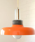 Orange Mid Century Modern Pendant Lamp: Space Age Lighting, 1980s Retro Chandelier