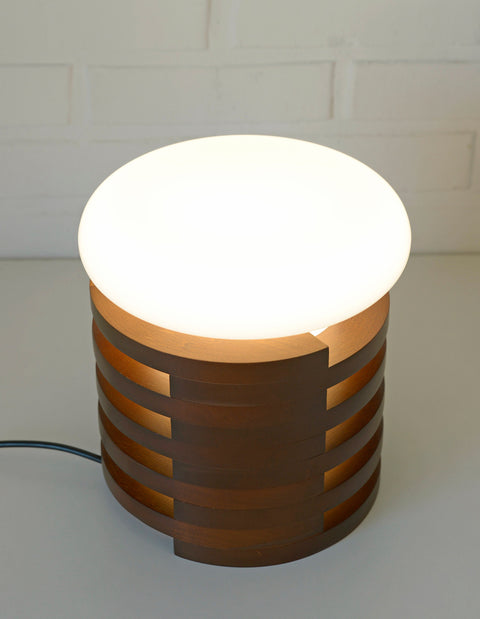 Vintage Brutalist Mushroom Lamp: Mid-Century Modern Wood Table Lamp
