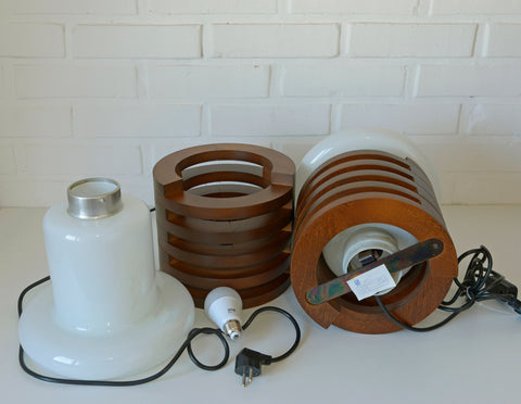Vintage Brutalist Mushroom Lamp: Mid-Century Modern Wood Table Lamp