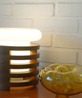 Vintage Brutalist Mushroom Lamp: Mid-Century Modern Wood Table Lamp