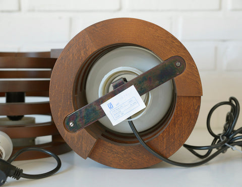 Vintage Brutalist Mushroom Lamp: Mid-Century Modern Wood Table Lamp