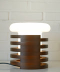 Vintage Brutalist Mushroom Lamp: Mid-Century Modern Wood Table Lamp
